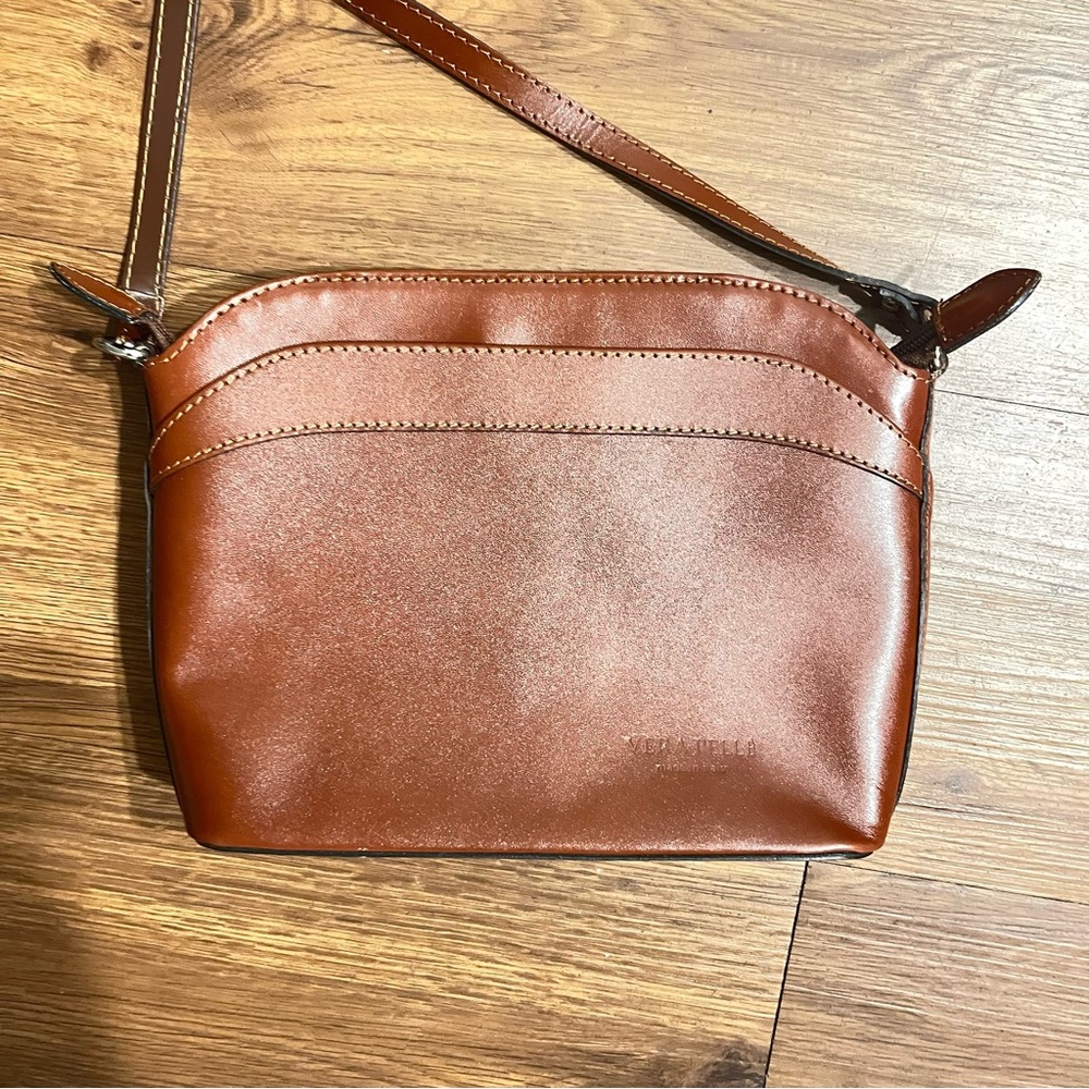 Vera Pelle Brown Leather Crossbody Bag - Picture 1 of 6